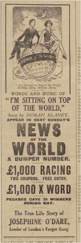 1920s pic of the day: Norah Blaney is singing and sitting on top of the world (1927)